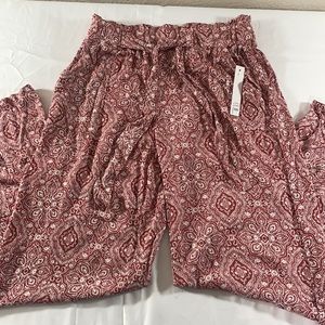 Joe B Women’s Brown and White Pancho Pants Medium 100% Rayon NWT